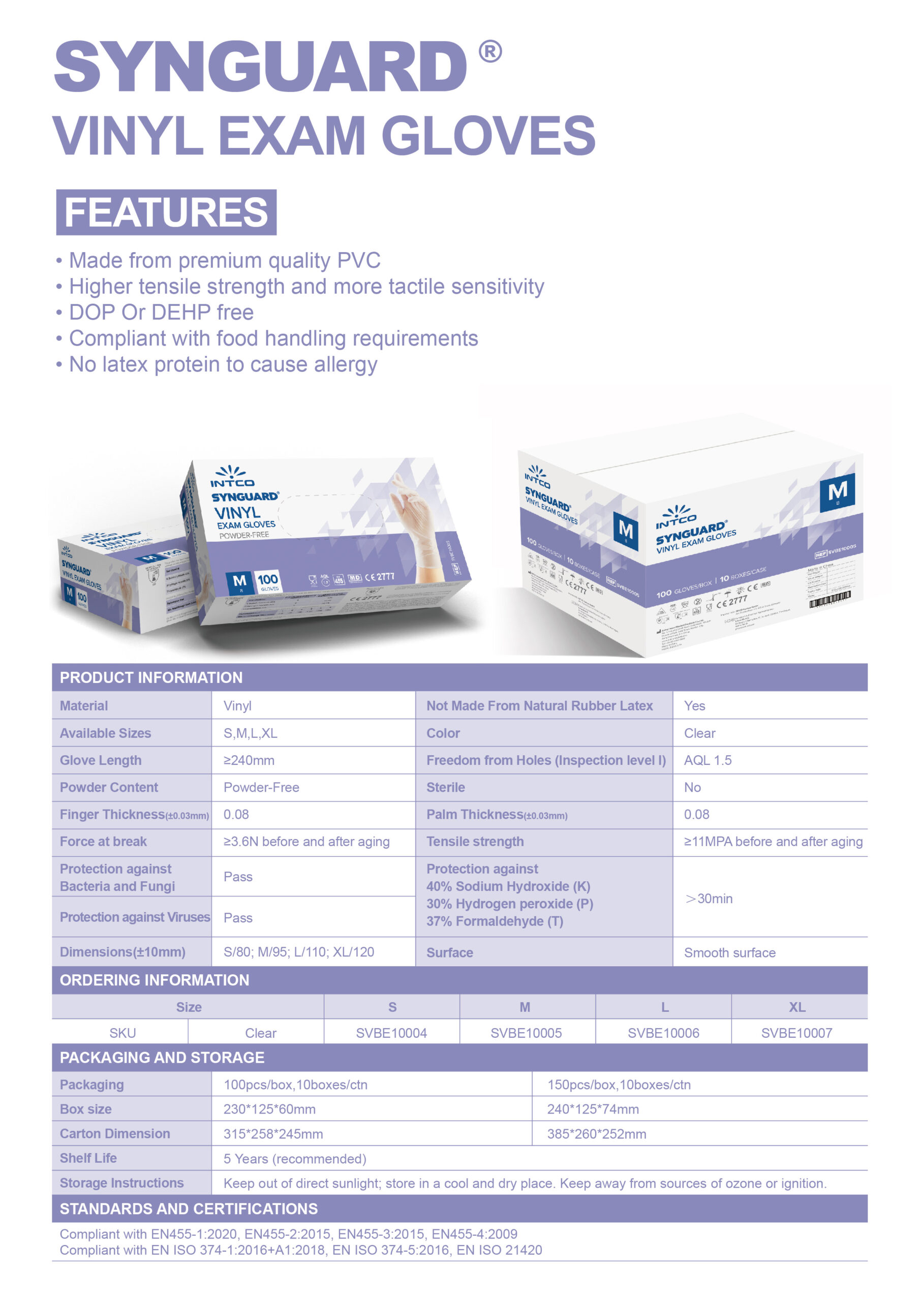 Clear Synguard® Vinyl Exam Gloves Clenz Ireland